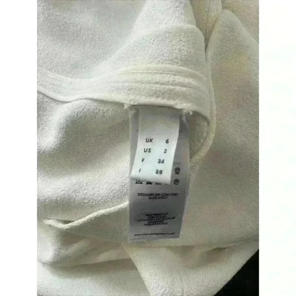 VICTORIA BECKHAM IVORY CREPE LONG VOLUMINOUS SLEEVE BLOUSE US SIZE 2 - Picture 6 of 8